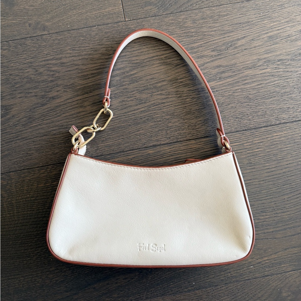 Cream Shoulder Bag with Tan Accents